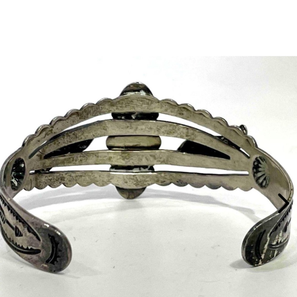 Authentic Indigenous Designed Sterling Stone Cuff - image 3